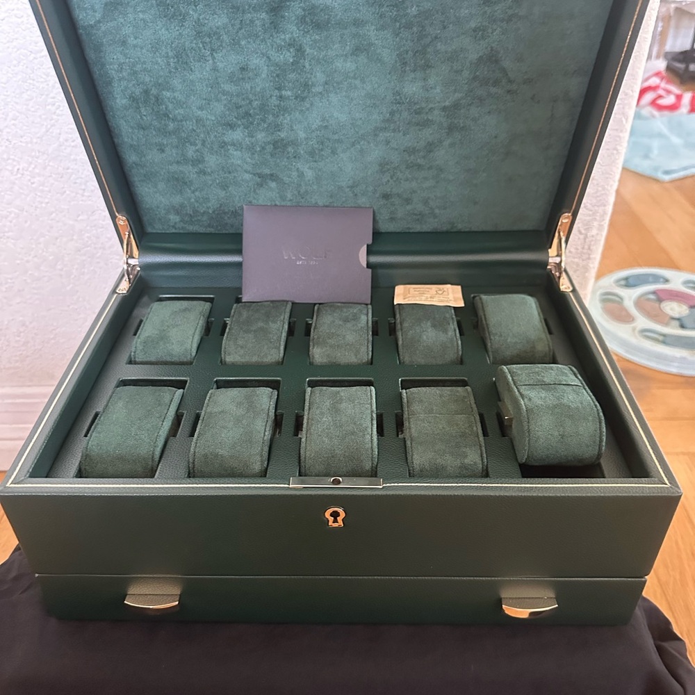 WOLF British Racing 10 Piece Watch Box with Storage